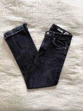 Black Frayed Hem Kick-Flare Jeans